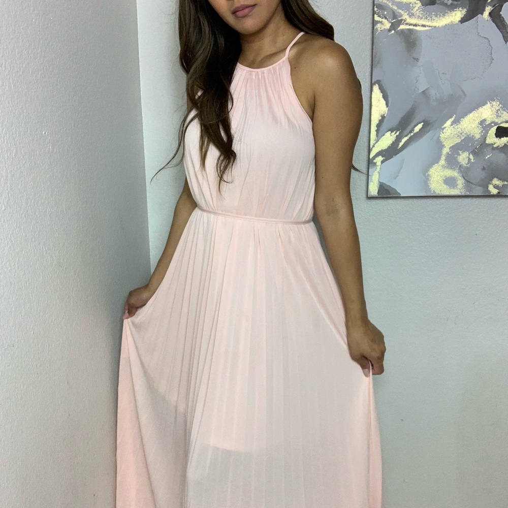 Baby Pink Pleated Maxi